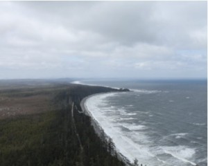 From top of Tow Hill looking west over Agate Beach Campground towards Masset